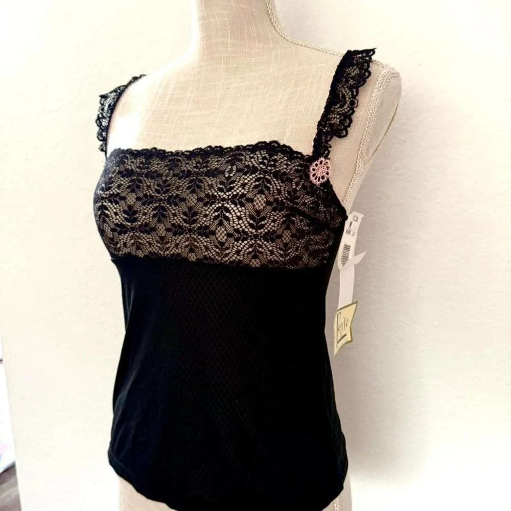 Gorgeous Y2K Felina Lingerie Black Lace Cami Top - Picture 1 of 8